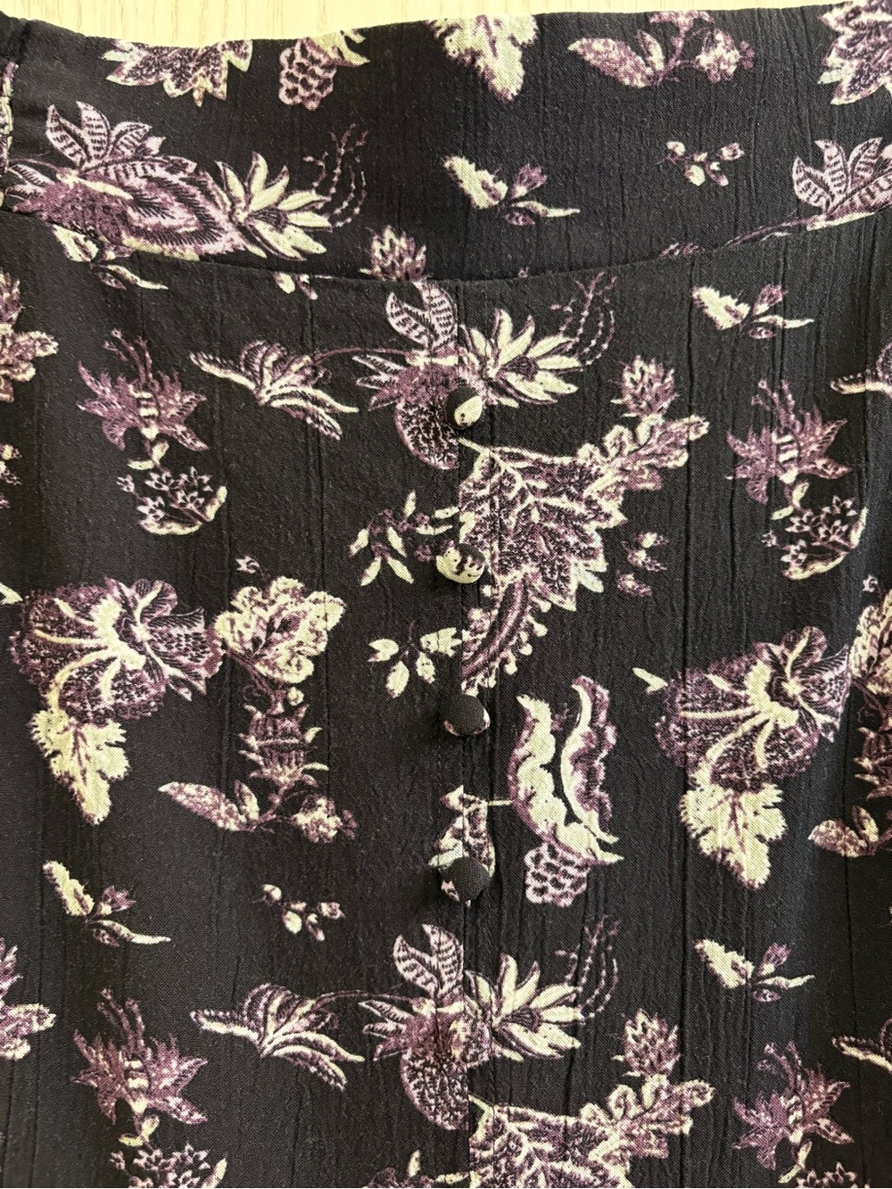 Wonderly Black Maxi Skirt with Purple & Cream Floral Print - Picture 3 of 4